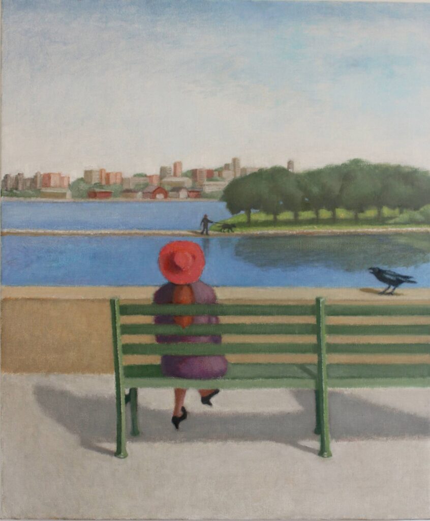 oil painting of person in park